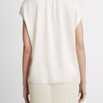 Silk Cap-Sleeve Ruched-Back Blouse