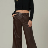 Joe's Jeans The Mia Vegan Leather Crop Trouser Coffee Bean