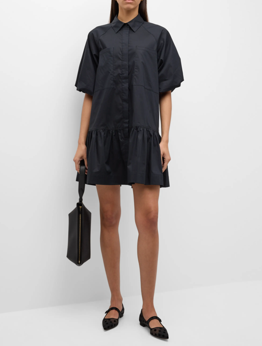 Simkhai Crissy Cotton Poplin Dress Black