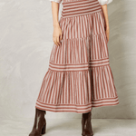 Kylie Midi Skirt Cappuccino White Stripe