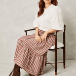 Kylie Midi Skirt Cappuccino White Stripe