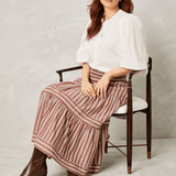 Kylie Midi Skirt Cappuccino White Stripe