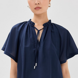 Ludovica Short Sleeve V Neck Top Midnight