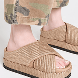 ROAM Cross Stack Raffia Platform Sandals