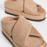 ROAM Cross Stack Raffia Platform Sandals