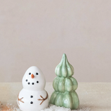 Stoneware Snowman & Tree Salt & Pepper Shakers, Set of 2