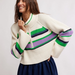 Striped Greta Half Zip Sugar Swirl Combo
