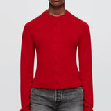 Cashmere Crewneck Cardigan Fire