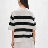 White + Warren Cashmere Striped Easy T-shirt Soft White/Black