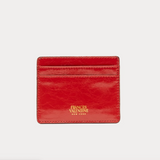 Card Case Crinkled Leather Leather Red