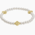 Signature Cross Small Pearl Pattern 3MM Pearl Bracelet Gold