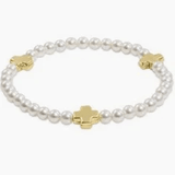 Signature Cross Small Pearl Pattern 3MM Pearl Bracelet Gold