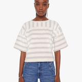 Waiting In The Wings Grey And Cream Stripe Boxy Tee