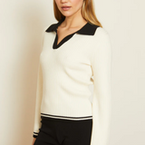 Quincy Ivory/Black Collared Sweater