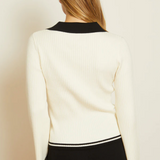 Quincy Ivory/Black Collared Sweater