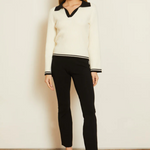 Quincy Ivory/Black Collared Sweater