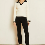 Quincy Ivory/Black Collared Sweater