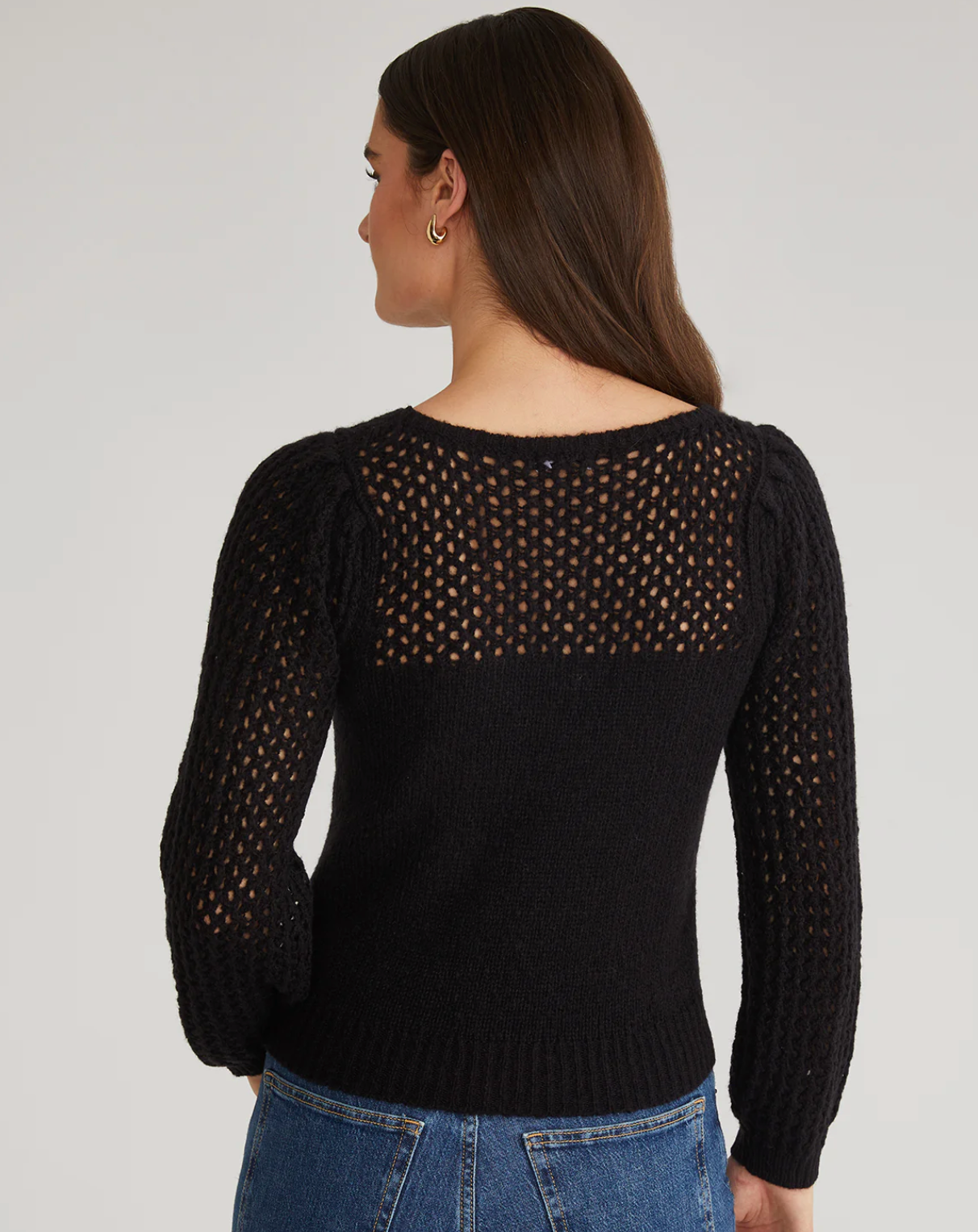 Brigid Puff Sleeve Mesh Pullover Sea Salt