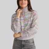 Jackie Spacedye Zip Front Pullover Lavender Multi