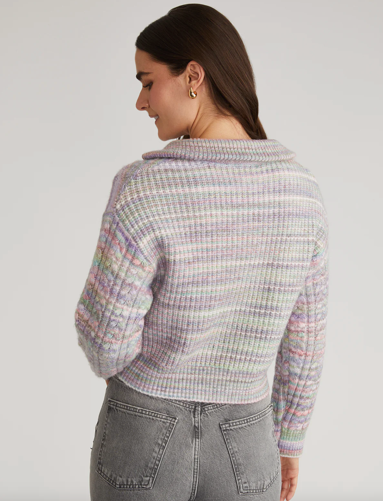 Jackie Spacedye Zip Front Pullover Lavender Multi