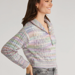 Jackie Spacedye Zip Front Pullover Lavender Multi