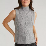 Kendall Funnel Neck Cable Vest Smoke Grey