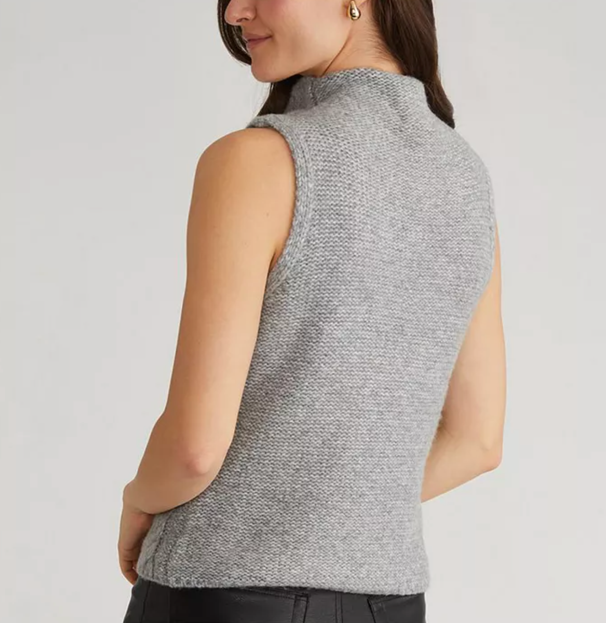 Kendall Funnel Neck Cable Vest Smoke Grey