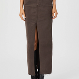 Angela Maxi Skirt w/ Raw Hem Rich Chocolate