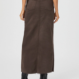 Angela Maxi Skirt w/ Raw Hem Rich Chocolate