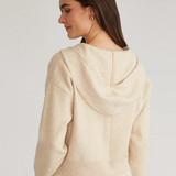 Laura Cropped Henley Hoodie Wheat