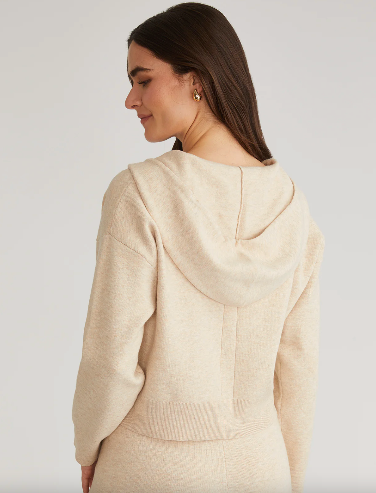 Laura Cropped Henley Hoodie Wheat