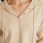 Laura Cropped Henley Hoodie Wheat