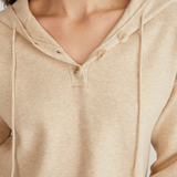 Laura Cropped Henley Hoodie Wheat