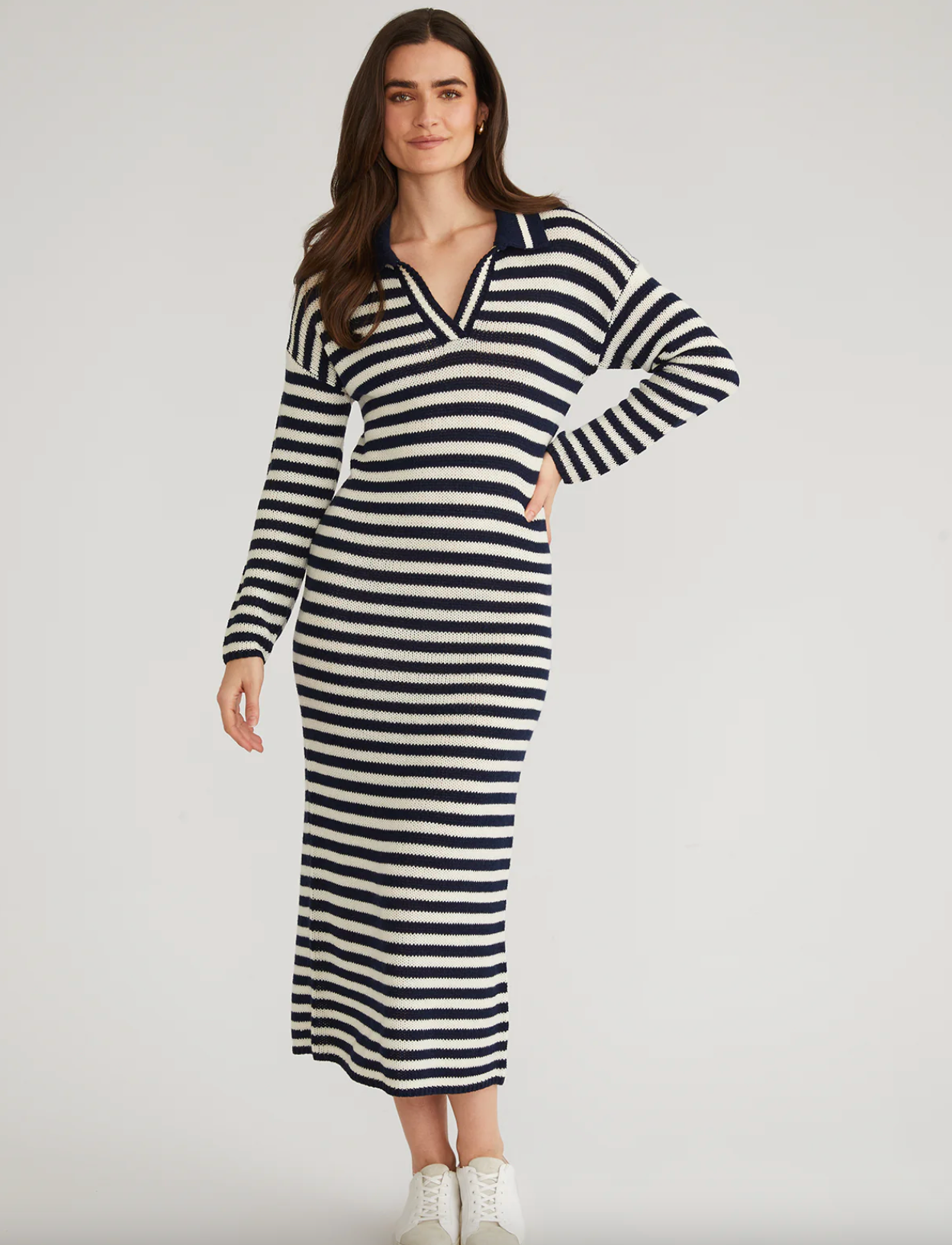 Raya Striped Polo Dress Dark Blue Multi