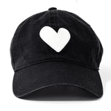 Baseball Hat Heart Patch Black/White