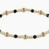 Dignity Sincerity Pattern 4MM Bead Bracelet Faceted Onyx