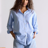 Mia Shirt Button Up Stripe Shirt Blue/White