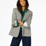 Workday Plaid Blazer Gray And White And Black