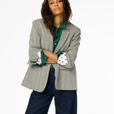 Workday Plaid Blazer Gray And White And Black