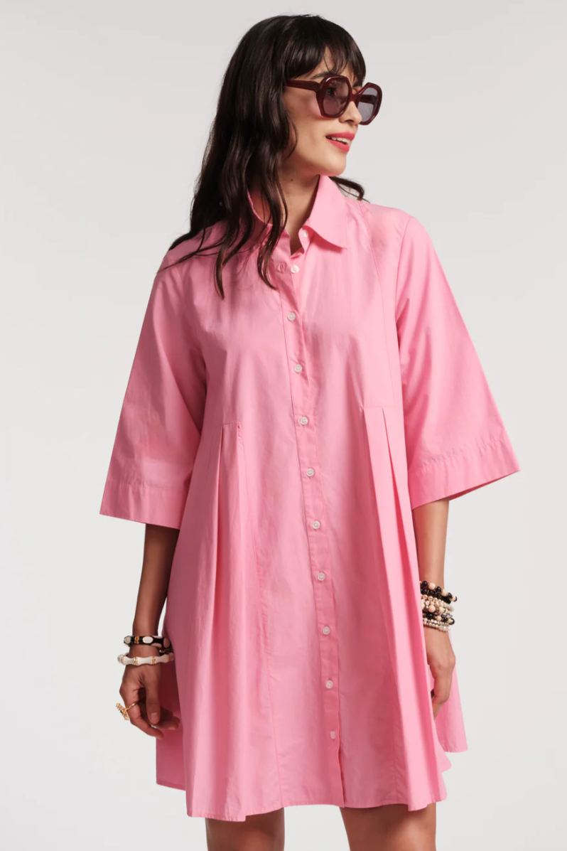 Isla Shirtdress Solid Poplin Cotton Poplin Pink