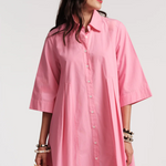 Isla Shirtdress Solid Poplin Cotton Poplin Pink