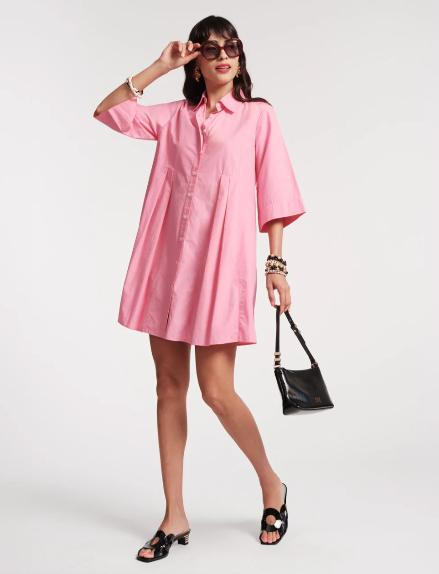 Isla Shirtdress Solid Poplin Cotton Poplin Pink