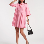 Isla Shirtdress Solid Poplin Cotton Poplin Pink