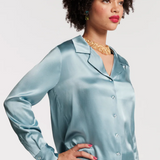 Katherine Shirt Solid Silk Silk French Blue