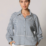 Isadora Striped Button Down Blouse Blue Multi