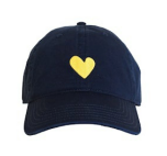 KR Embroidered Heart Hat Blue Yellow