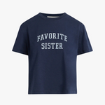 Favorite Sister Cropped Collegiate Tee Navy