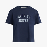 Favorite Sister Cropped Collegiate Tee Navy