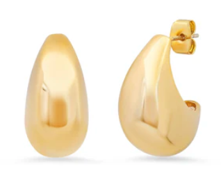 Gold Teardrop Round Curves Huggies