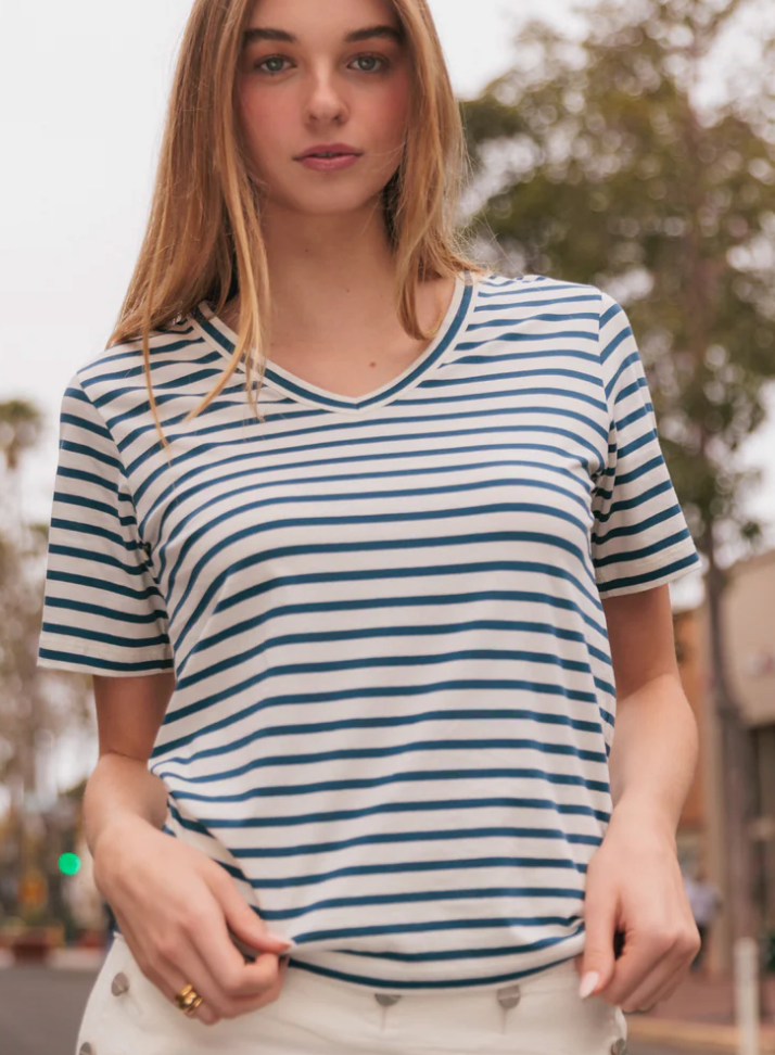 Jen Relaxed Tee Navy Stripe